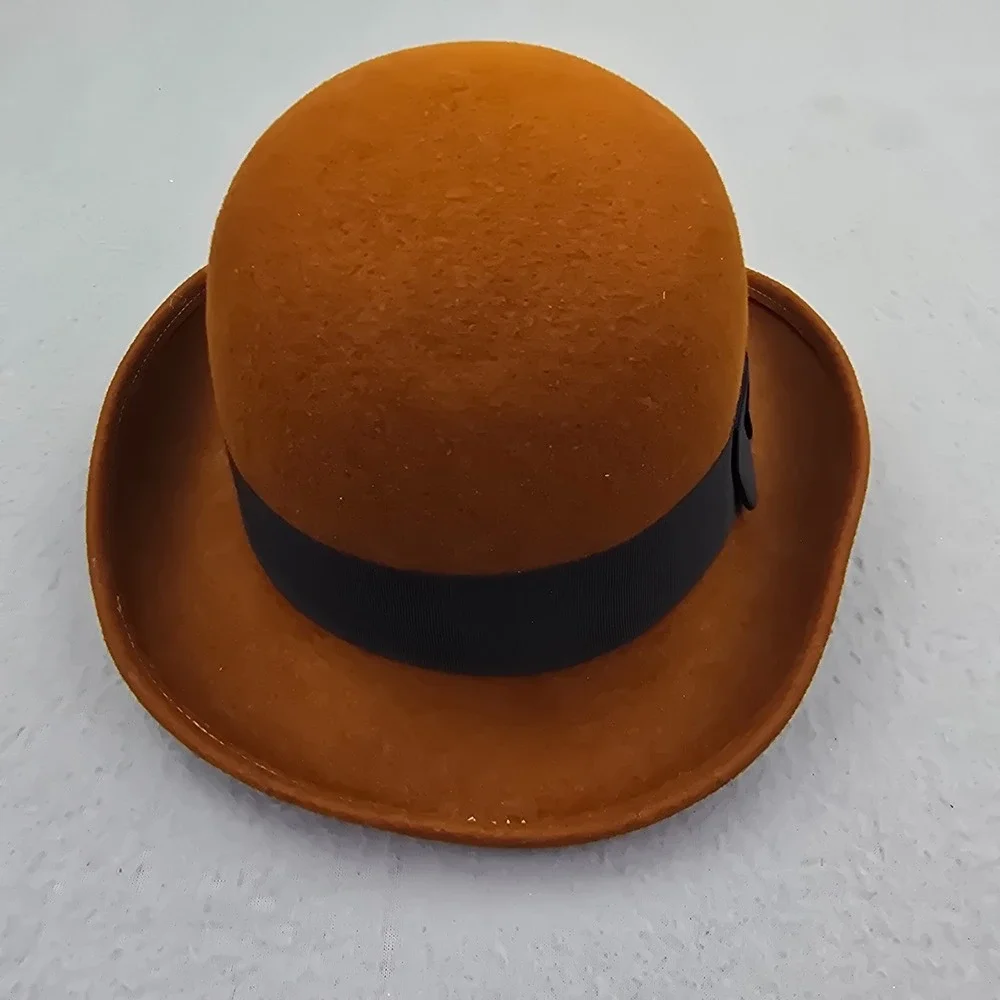 Bollman Wool Felt Fedora Hat Unisex One Size Brown Pinched Crown Beach Band Cap